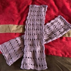 Lavender knit leg warmers